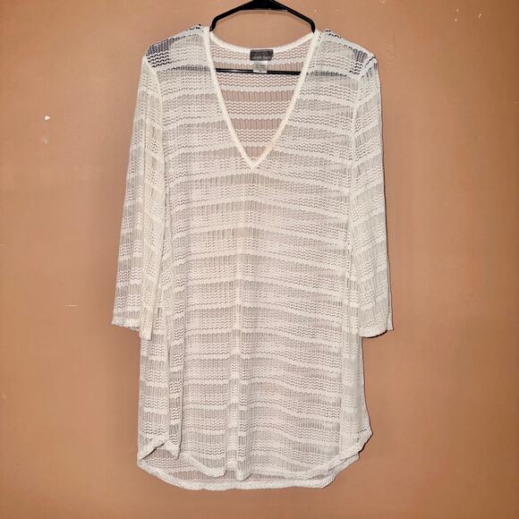 Jordan Taylor Women's Fish Net Beach Coverall Top White - Size XL - Picture 4 of 9